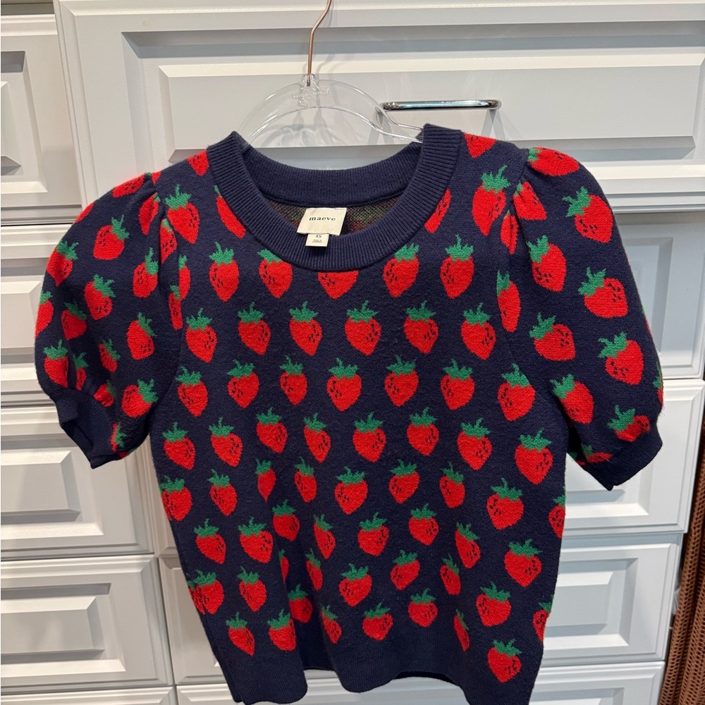 Anthropologie Maeve Strawberry Patterned Sweater - Picture 2 of 6